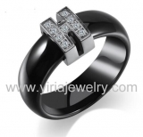 Wholesale 4mm high polished black ceramic wedding band ring